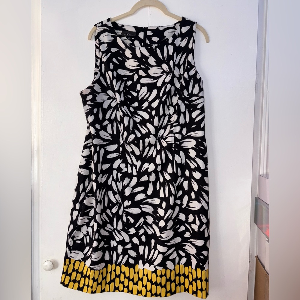 Black and White Floral Dress with Yellow Accents